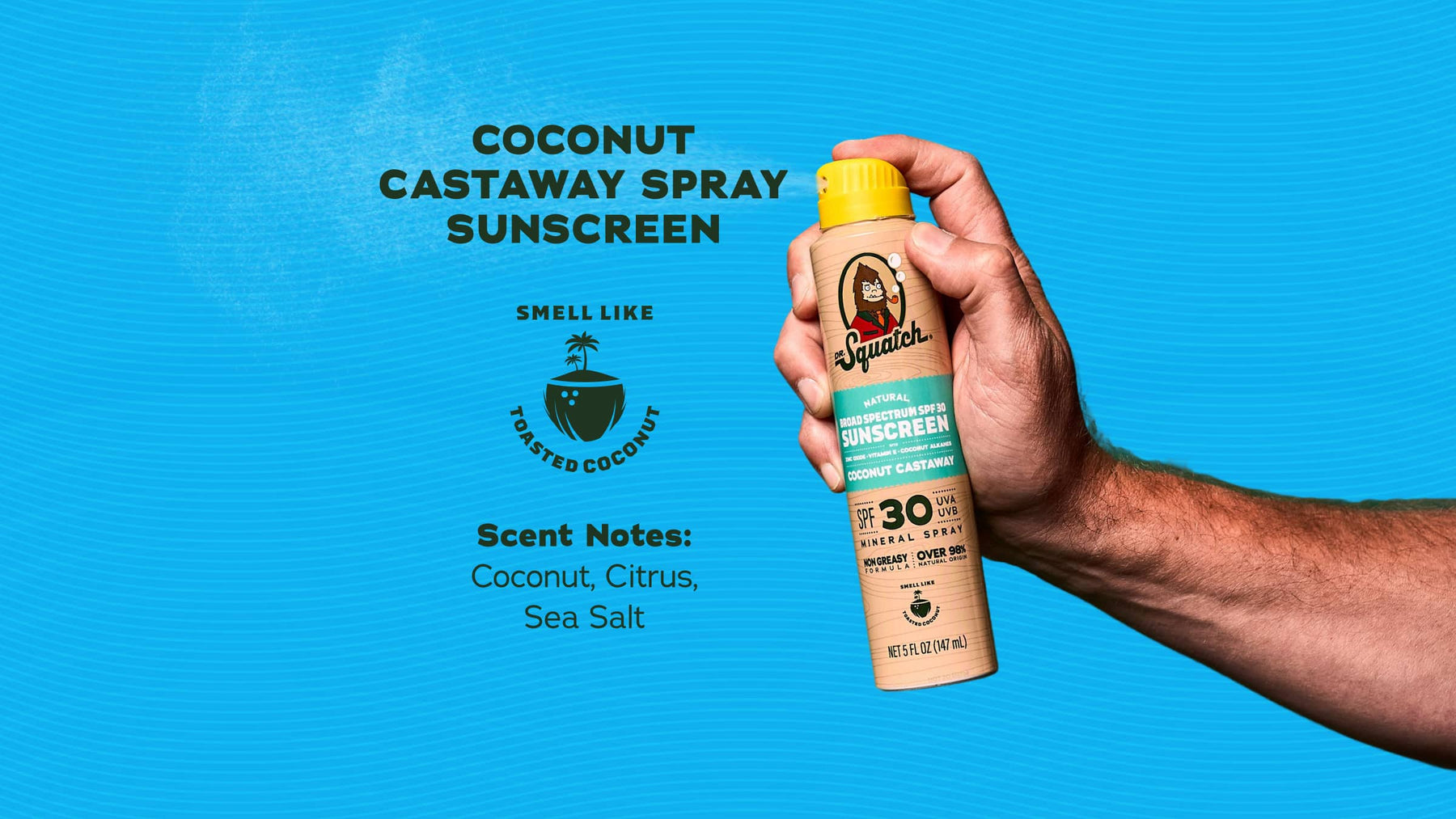 Dr. Squatch Spray Sunscreen | SPF 30 UVA/UVB Protection | Non-Greasy Mineral Sunscreen for Men - Premium Daily Guard