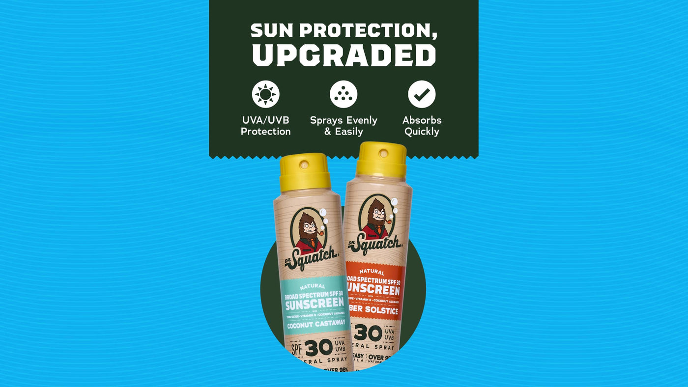 Dr. Squatch Spray Sunscreen 2-Pack | SPF 30 UVA/UVB Protection | Non-Greasy Mineral Sunscreen for Men - Easy Gift Lineup